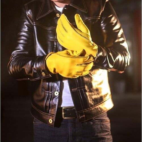 100% Deer Leather Gloves GL-LP2, Genuine 1.5mm Thick But Very Soft Skin, Good Quality Durable Suitable For Riders, 3 Sizes