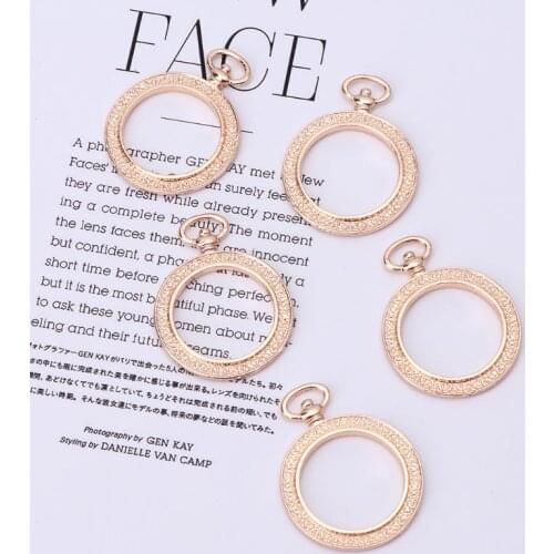 5Pcs Round Pocket Watch Blank Frames Pendant Bezel Setting Resin Jewelry Making