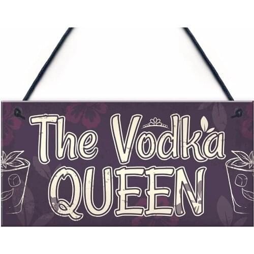Meijiafei Vodka Queen Funny Alcohol Friendship Gift Birthday Home Bar Hanging Wall Sign Plaque Gift For Her 10" x 5"