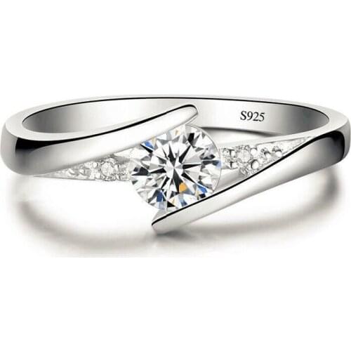 Cute Female White Crystal Zircon Stone Ring Minimalist Silver Color Wedding Rings For Women Bridal Thin Round Engagement Ring