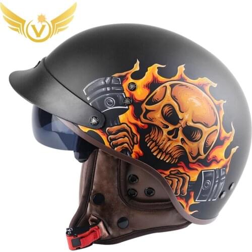 Open face Motorbike Retro Motorcycle Helmet Moto Helmet Scooter Vintage Half Face Biker Motorbike Crash Moto Helmet Casco Moto