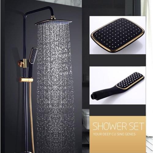 Bathroom Shower Set Luxury Black/White Golden Bath Lifting Shower Faucet Tap Bathroom Cold and Hot Mixer Shower Tap Bathtub Set