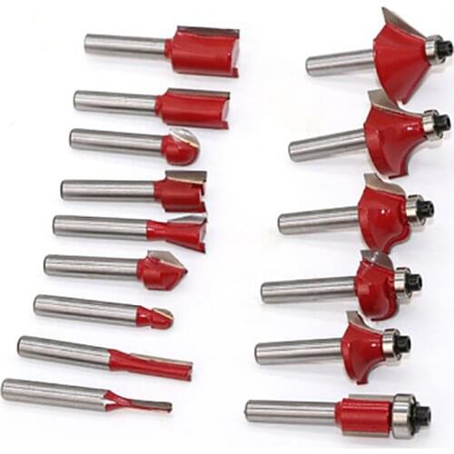 12pcs/15pcs 1/4 or 1/2 Milling Cutter Set Carbide Router Kit for Woodworking Engraving Machine Electric Wood Milling Trimmer