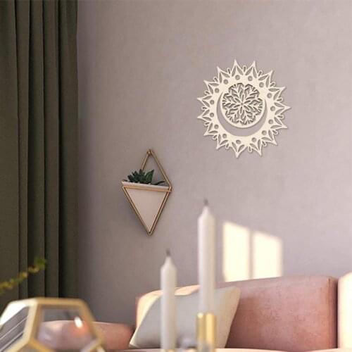 Wall Pendant Portable Wear-resistant Hollowed-out Wooden Geometric Pattern Meditation Oriental Home Art Decor Home Supplies