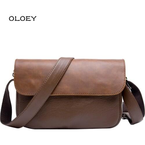 OLOEY Mens Messenger Shoulder Bags Retro Soft PU Leather High Quaity Satchel Vintage Style Male Bags Crossbody Bag for Men 2021