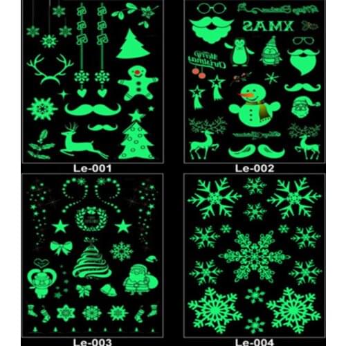1pc Christmas Decorations Navidad Luminous Temporary Tattoo Stickers Glitter Merry Christmas Ornament Party New Year Decor