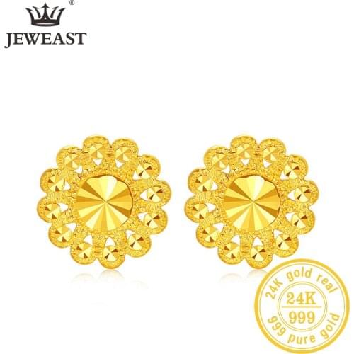 JLZB 24K Pure Gold Earring Real AU 999 Solid Gold Earrings Nice Good Upscale Trendy Fine Jewelry Hot Sell New 2020