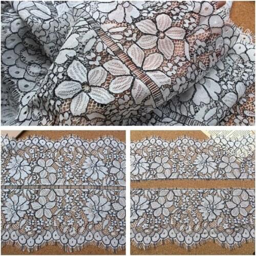 High-end Clothing Fabric Single and Bilateral Eyelashes Lace Garment Stitching Materials Handmade DIY Wedding Accessories RS3319