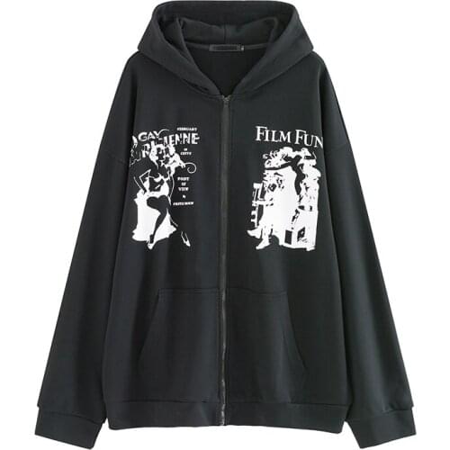 Female sweatshirt harajuku Vintage grunge clothes y2k Sweatshirt aesthetic Women zip hoodie Oversized hoodie vintage clothes