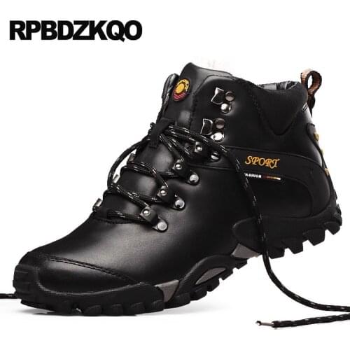 Plus Size Shoes Booties Snowboot Hiking Lace Up Ankle Italian Runway Waterproof Snow Black Winter Men Boots With Fur Designer