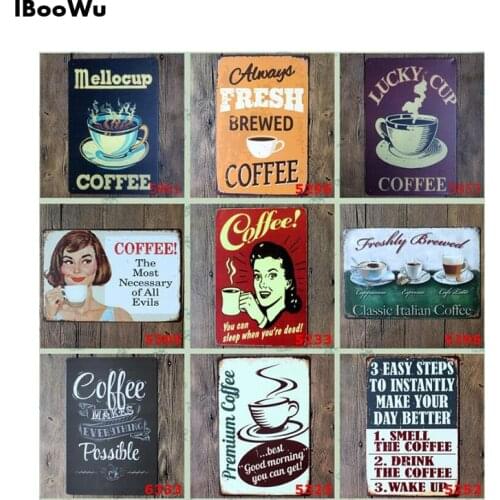 1pc Retro Metal Poster Coffee Sign Decor Plaque Vintage Tin Sign House Art License Poster Cafe Bar Metal Plates Wall Home Decor