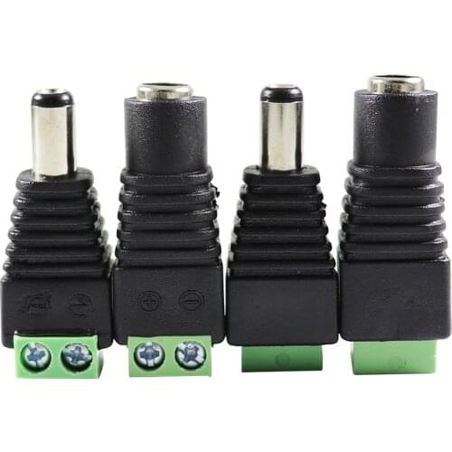 5.5x2.1mm DC Male + Female Led Connector Solderless Led Lighting Accessories for Led Power Supply Adapter and Strip