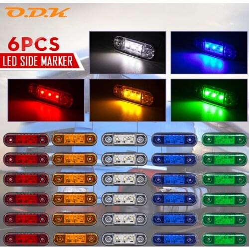 6Pcs 12V 24V LED Side Marker Lights Car External Lights Warning Tail Light Signal Brake Lamps for Truck Trailer Lorry Bus