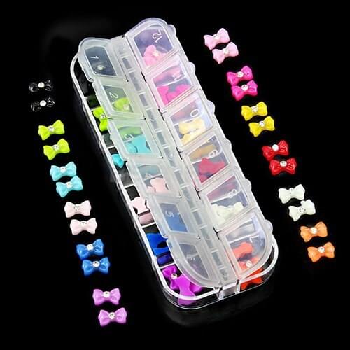 60PCS 12 colors Trendy 3D Glitters Bow Tie Rhinestone Nail Art Stickers Tips DIY Decorations 5VXV 7H1I 8VWK