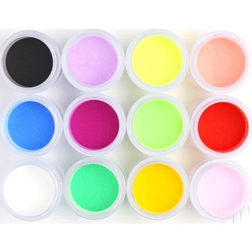 12-Colors Nail Acrylic Powder Builder Manicure Tips Powder Fine Poudre Acrylique Powder Carving Nail Accessory Decoration Powder