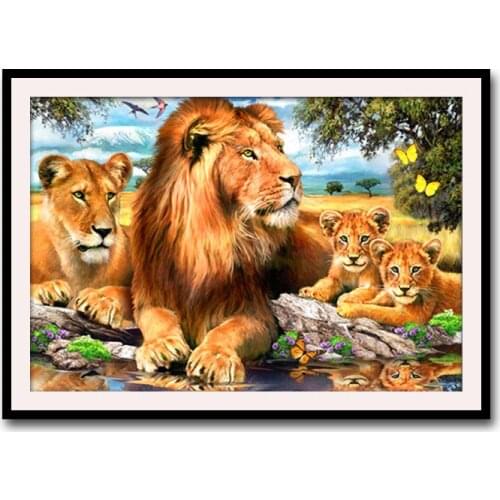 Tiger Diamond Painting New Style Modern European Animal Lion Sticky Crystal Cross Stitch Manufacturer Wholesale