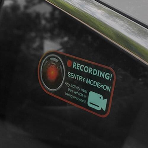 Car Sentry Mode Recorder Static Sticker For Tesla Model 3 X S Y Recording Reminder Interior Window Static Sticker caveat warn