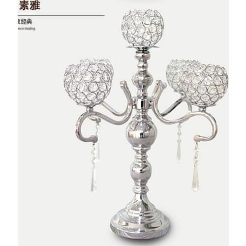 Free shipping crystal 5 head candelabras candle holders master table candlestick wedding party decoration