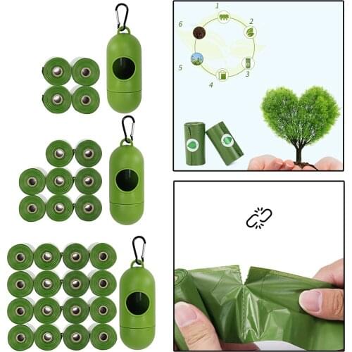 Biodegradable Doggy Waste Dog Poop Bags w/ Dispenser Unscented Pet Poo Bag for Outdoors Using
