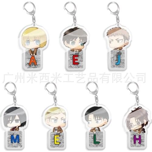 Anime Attack On Titan Keychain Cartoon Eren Key Mikasa Ackerman Acrylic Pendant Key Holder Women Men Cosplay Key Trinkets Fan