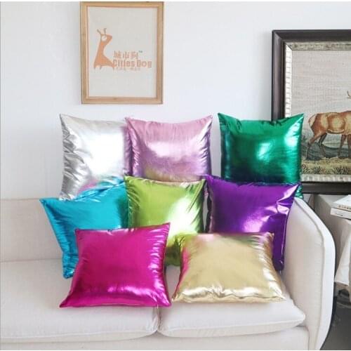 Candy Color Bronzing Pillow Cover Faux PU Leather Cushion Cover Home Decor gold stamp Pillow Decorative Throw Pillow Pillow Case