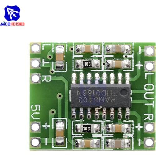 Diymore PAM8403 2 Channels 2x3W Mini Digital Audio Amplifier Power Module Class D Audio Amplifier Board DC 2.5 -5V