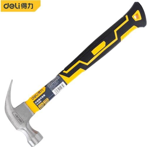Deli Round Head Fibre Handle Claw Hammer Professional Joinery Home Carpentry V-Horn Hammer Nail Hammer Non-Slip Multi-Function
