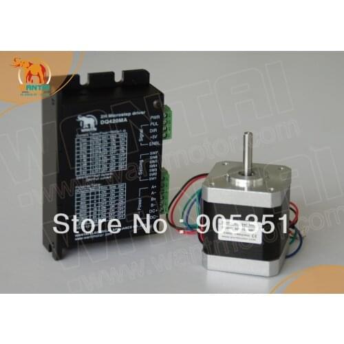 Hot sale - Wantai Nema 17 Stepper Motor 42BYGHW208 2800g.cm+Driver DQ420MA 1.7A 36V 128Micro CNC Router Plasma Laser Engraving