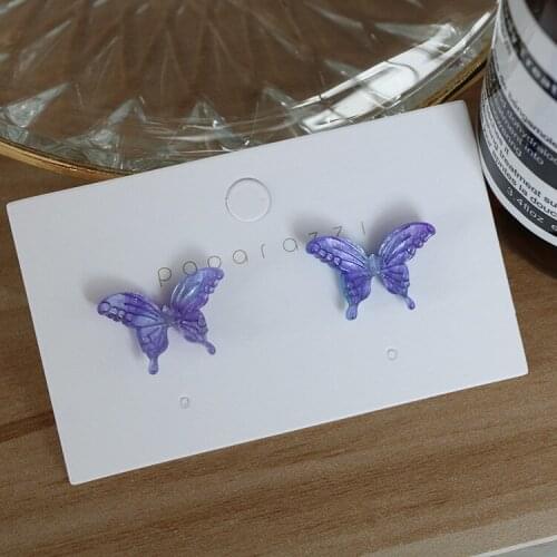 Gradient purple earrings butterfly earrings mysterious magic colored glaze fairy cute small earrings jewelry female