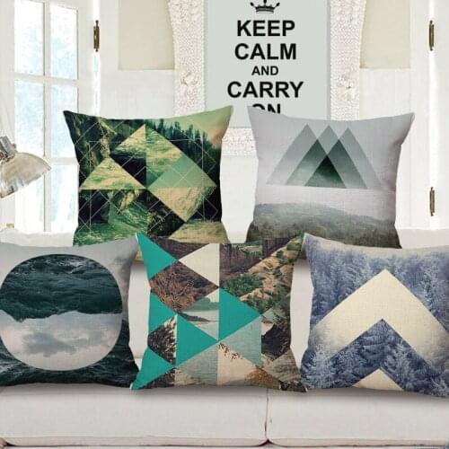 Cotton Linen home decorative throw pillow case decorate sofa cushion cover Square 45x45cm Casual Geometric Forest Sea Mountain