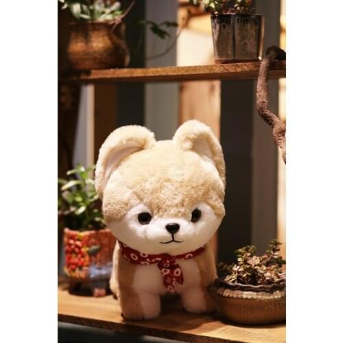 Lovely red scarf dog yellow Shiba Inu plush toy large 35cm soft doll throw pillow toy Christmas gift b1515