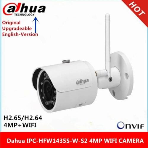 Dahua English version IPC-HFW1435S-W-S2 4MP IR30M IP67 built-in SD Card slot Bullet Wi-Fi Network IP Camera support p2p