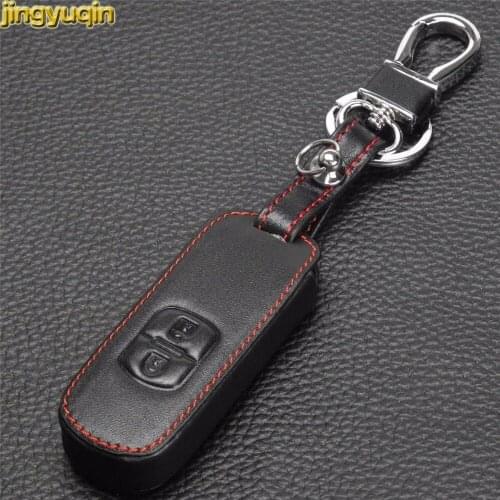 Jingyuqin 2 Buttons Leather key Cover Case Bag Wallets Key Ring For Mazda 2 / 3/ 5/ 6 CX-3 CX-4 CX-5 CX-7 CX-9 Atenza Axela MX5