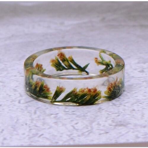 Fashion Handmade Dried Flowers Resin Ring for Men Women DIY Creative Flower Ring Finger Ring Wedding Band Party Ring Jewelry