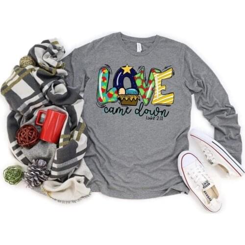 Christian Christmas Shirt Unisex Fashion funny Color printingpattern 100% cotton Sweatshirt Lady Girl Top Tee Drop shipping