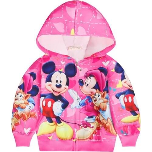 2021 Disney New Spring Autumn Children Clothing Boys Girls Mickey Minnie Mouse Print Zipper Hoodie Jacket 3-8Years Coat Outwear