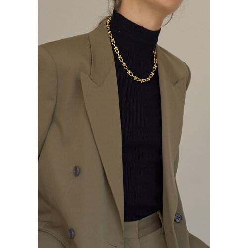 Brass With 18K Gold Geo U Linked Statement Necklace Designer T Show Runway Gown Rare INS Japan Korean Boho Gothic Hip Hop Top