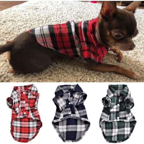Summer Chihuahua Clothes Classic Plaid Dog Clothes For Small Dogs Cats Puppy Pet Cat T-shirt Shirts Cotton Pet Dog Vest Clothing