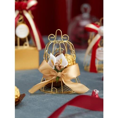 Mini Metal Gold Tinplate Bird Cage Candy Boxes Baby Shower Favor Gift Box for Guests Wedding Giveaways Party Birthday Souvenir