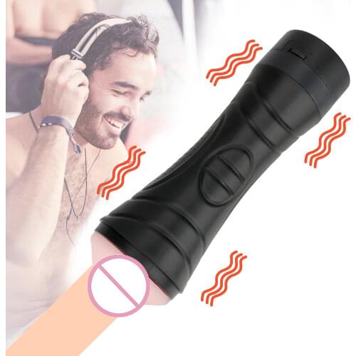 Realistic Pussy Soft Vagina Electric Vibrating Male Masturbator Cup Voice Aircraft Cup Sex Toys for Men Masturbation Strong Suck