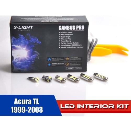 11pcs Error Free Xenon White Premium Interior Reading Map Light LED Kit for 1999 - 2003 Acura TL WITH Installation Tool EMC Prot