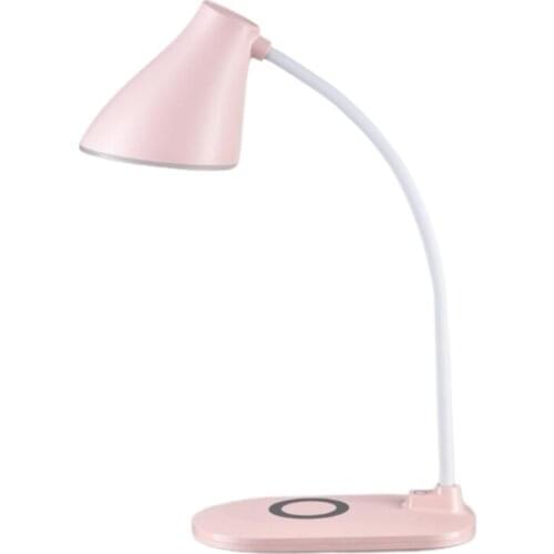 H7JF Blue/Pink/ White Wireless Charging Desk Lamp ( Three-speed White Light) Portable Multi-purpose Small Reading Lamp