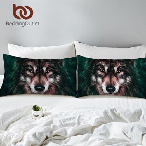 BeddingOutlet Wolf Painting Body Bed Pillowcase Animal Decorative Pillow Cover 3d Printed Pillow Case Bedding for Kids 2pcs