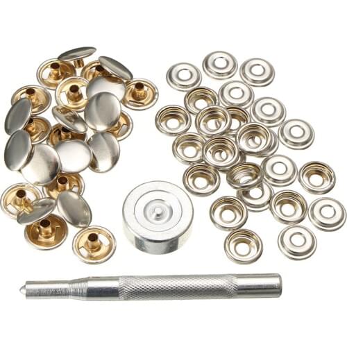 Stainless Silver Steel Tent Cloth Boat Snap Button Socket Tool Accessory 52Pcs