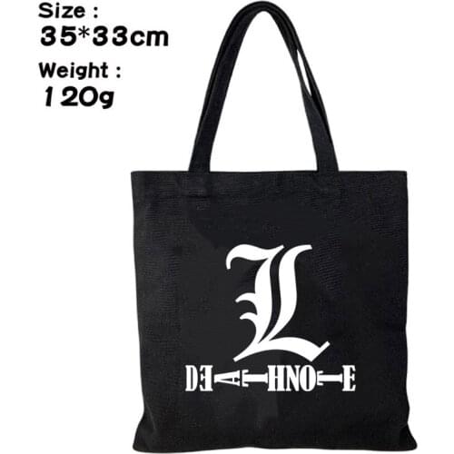 New Anime Death Note Students Kids Shoulder Tutorial Bags Shopping Tote Bags for Men and Women Portable Canvas Satchel Handbags