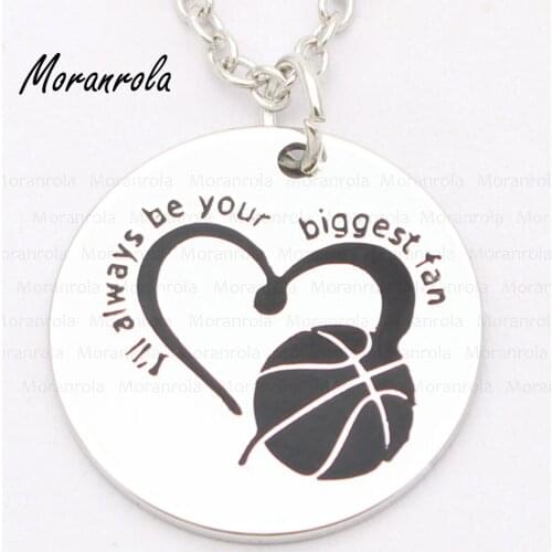 New arried "I'll always be your biggest fan"necklace Keychain,charm Hand stamped Jewelry Sports Cheer necklace ball games fan