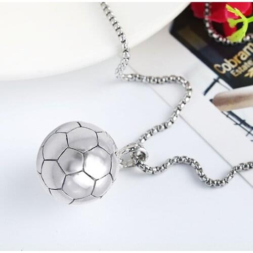 Titanium Steel Fashion New Arrival Sports Soccer Ball Pendant Football Necklace Metal Link Chain Men Women Jewelry