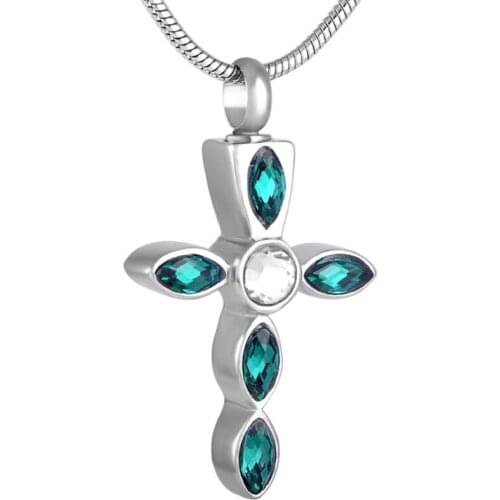 Cremation Keepsake Jewelry for Ashes Stainless Steel 2018 Newest Crystal Cross Urn Keepsake Pendant Necklace