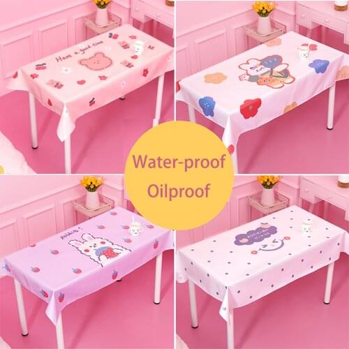 Rectangular Pink Princess Tablecloth With Ball Cartoon Dining Kawaii Girl Table Cloth Cover Birthday Gift Party Decoration
