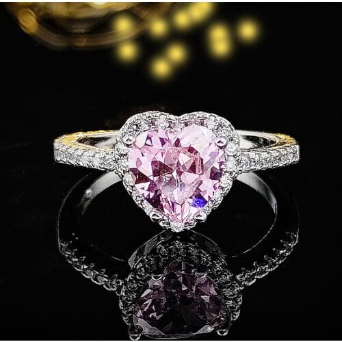Moonso 925 Sterling Silver Ring Finger Anel Aneis CZ Flower Ring For Women Jewelry Pure Wedding Engagement R1707-pink